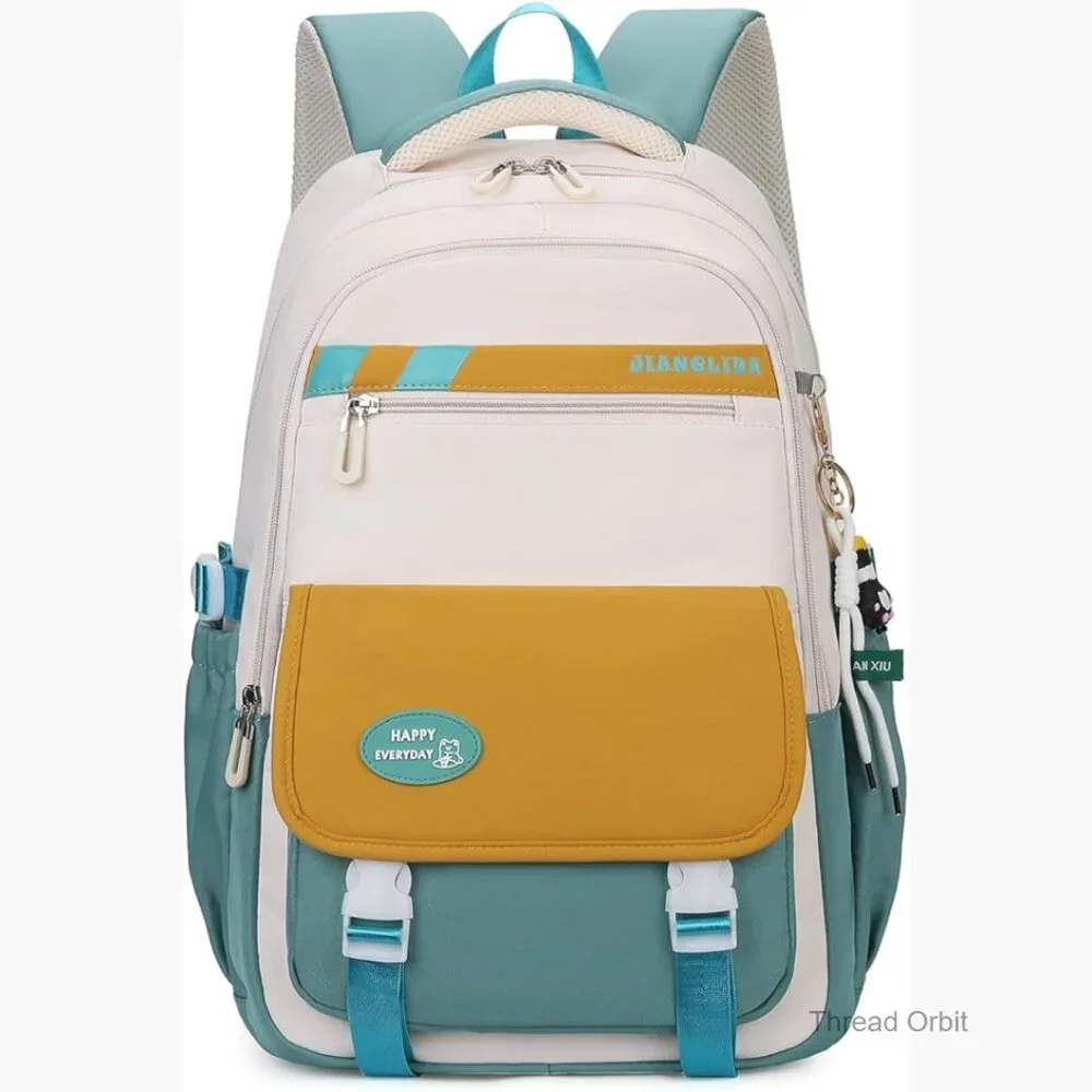 28L Nylon School Backpack for Teens, Multi-Pocket Daypack with Water-Resistant